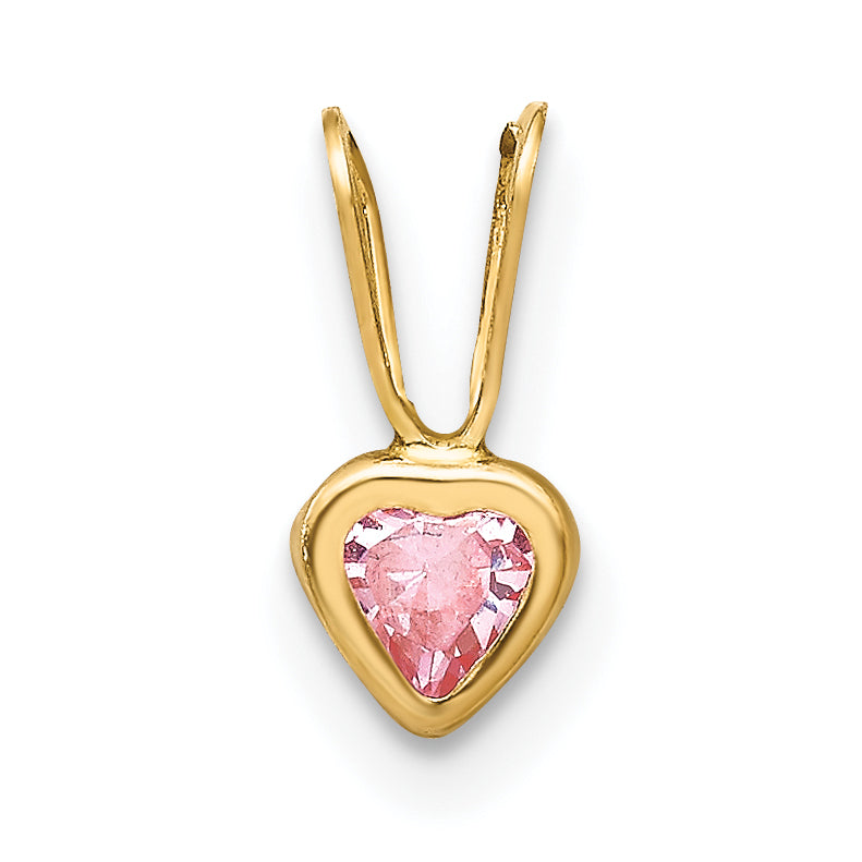 14k Madi K Pink CZ Heart Pendant-SE2230