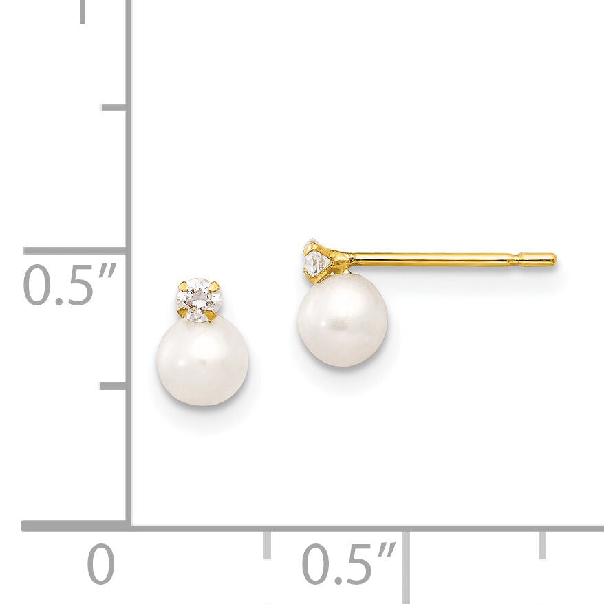 14k Madi K 5-6mm Near Round FW Cultured Pearl CZ Post Earrings-SE2367