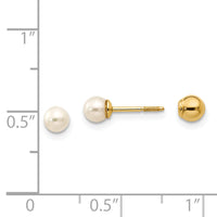 14k Madi K Reversible 3.75-4mm FW Cultured Pearl & Gold Bead Earrings-SE262