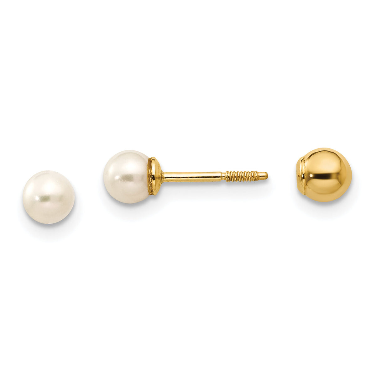 14k Madi K Reversible 3.75-4mm FW Cultured Pearl & Gold Bead Earrings-SE262