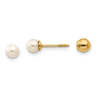 14k Madi K Reversible 3.75-4mm FW Cultured Pearl & Gold Bead Earrings-SE262