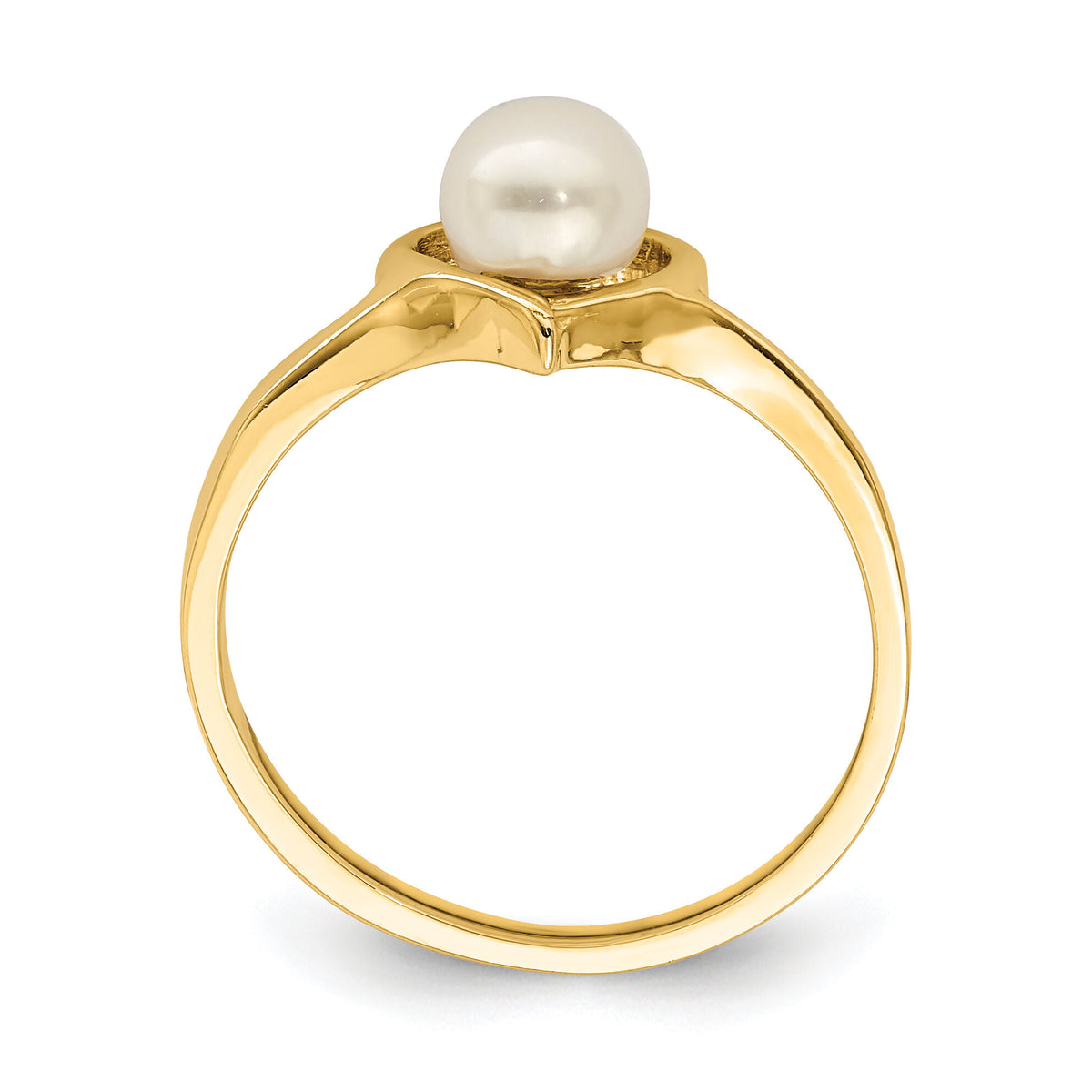 14K Madi K 4-5mm White Button Freshwater Cultured Pearl Heart Ring-SE2879