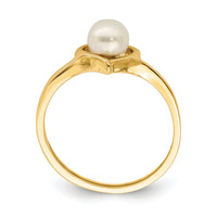 14K Madi K 4-5mm White Button Freshwater Cultured Pearl Heart Ring-SE2879