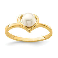 14K Madi K 4-5mm White Button Freshwater Cultured Pearl Heart Ring-SE2879
