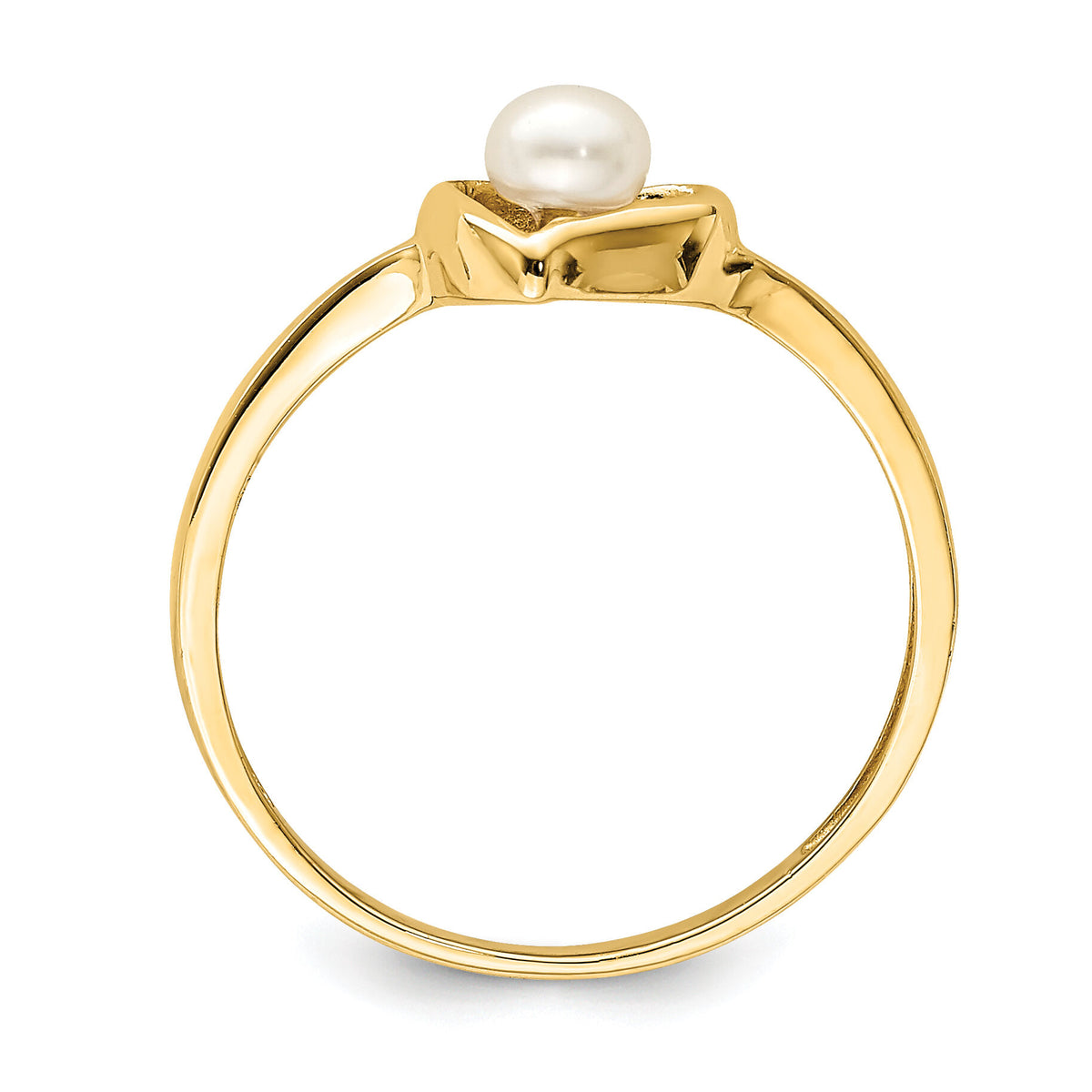 14K Madi K 3-4mm White Button Freshwater Cultured Pearl Heart Ring-SE2880