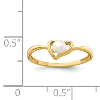 14K Madi K 3-4mm White Button Freshwater Cultured Pearl Heart Ring-SE2880