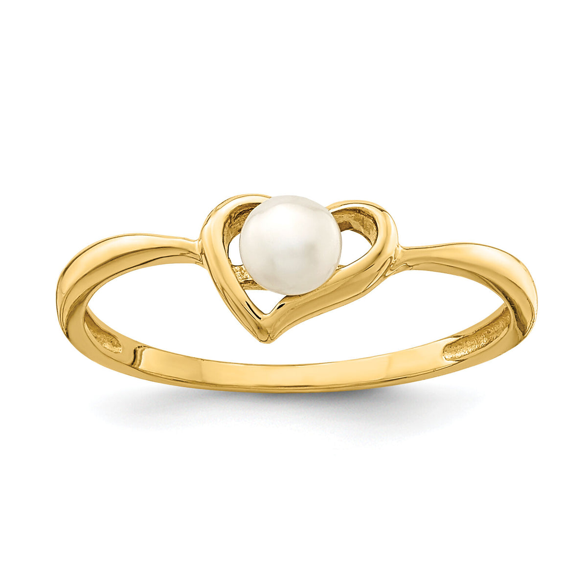 14K Madi K 3-4mm White Button Freshwater Cultured Pearl Heart Ring-SE2880