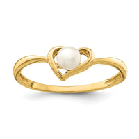 14K Madi K 3-4mm White Button Freshwater Cultured Pearl Heart Ring-SE2880