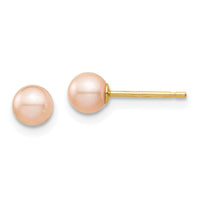 14k Madi K 4-5mm Pink Round Freshwater Cultured Pearl Stud Post Earrings-SE2927