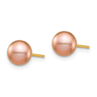 14K Madi K 6-7mm Pink Round Freshwater Cultured Pearl Stud Post Earrings-SE2928
