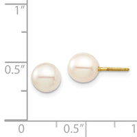 14K Madi K 6-7 White Round FW Cultured Pearl Stud Post Screwback Earrings-SE2930