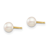 14k Madi K 4-5mm White Button Freshwater Cultured Pearl Stud Post Earrings-SE2936