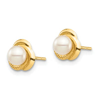 14K Madi K 4-5mm White Button Freshwater Cultured Pearl Post Earrings-SE2947