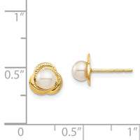 14K Madi K 4-5mm White Button Freshwater Cultured Pearl Post Earrings-SE2947