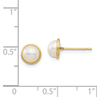 14K Madi K 5-6mm White Button Freshwater Cultured Pearl Post Earrings-SE2961