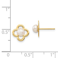 14K Madi K 4-5mm White Button Freshwater Cultured Pearl Post Earrings-SE2962