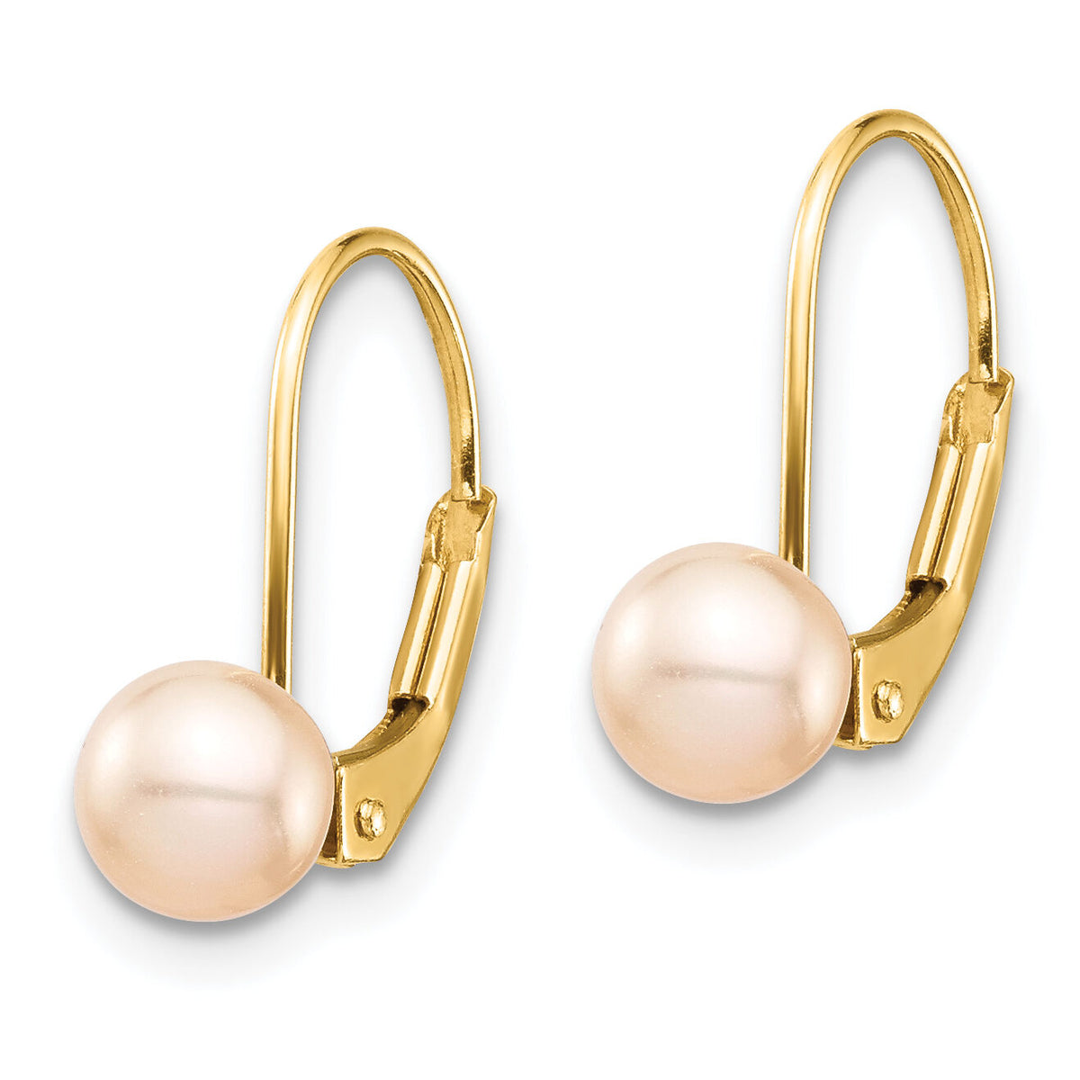 14K Madi K 5-6mm Pink Round FW Cultured Pearl Leverback Earrings-SE2965