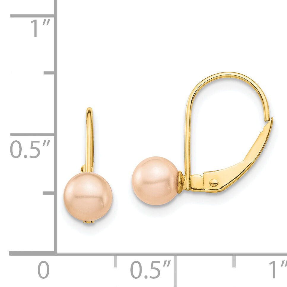 14K Madi K 5-6mm Pink Round FW Cultured Pearl Leverback Earrings-SE2965