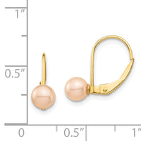 14K Madi K 5-6mm Pink Round FW Cultured Pearl Leverback Earrings-SE2965