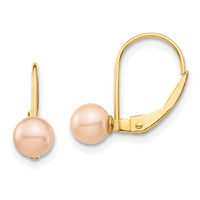 14K Madi K 5-6mm Pink Round FW Cultured Pearl Leverback Earrings-SE2965