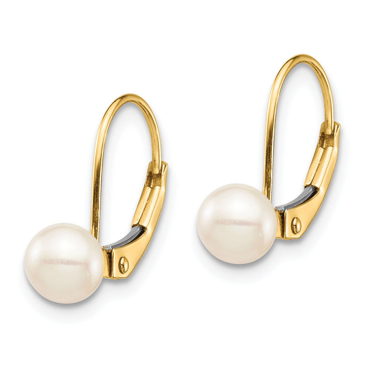 14K Madi K 5-6mm White Round FW Cultured Pearl Leverback Earrings-SE2966