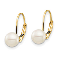 14K Madi K 6-7mm White Round FW Cultured Pearl Leverback Earrings-SE2967