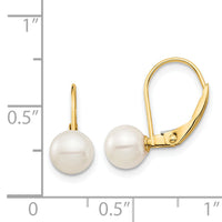 14K Madi K 6-7mm White Round FW Cultured Pearl Leverback Earrings-SE2967