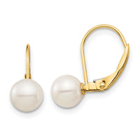 14K Madi K 6-7mm White Round FW Cultured Pearl Leverback Earrings-SE2967