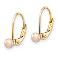 14K Madi K 3-4mm Pink Round FW Cultured Pearl Leverback Earrings-SE2968