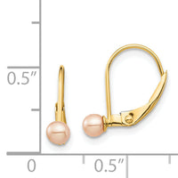 14K Madi K 3-4mm Pink Round FW Cultured Pearl Leverback Earrings-SE2968