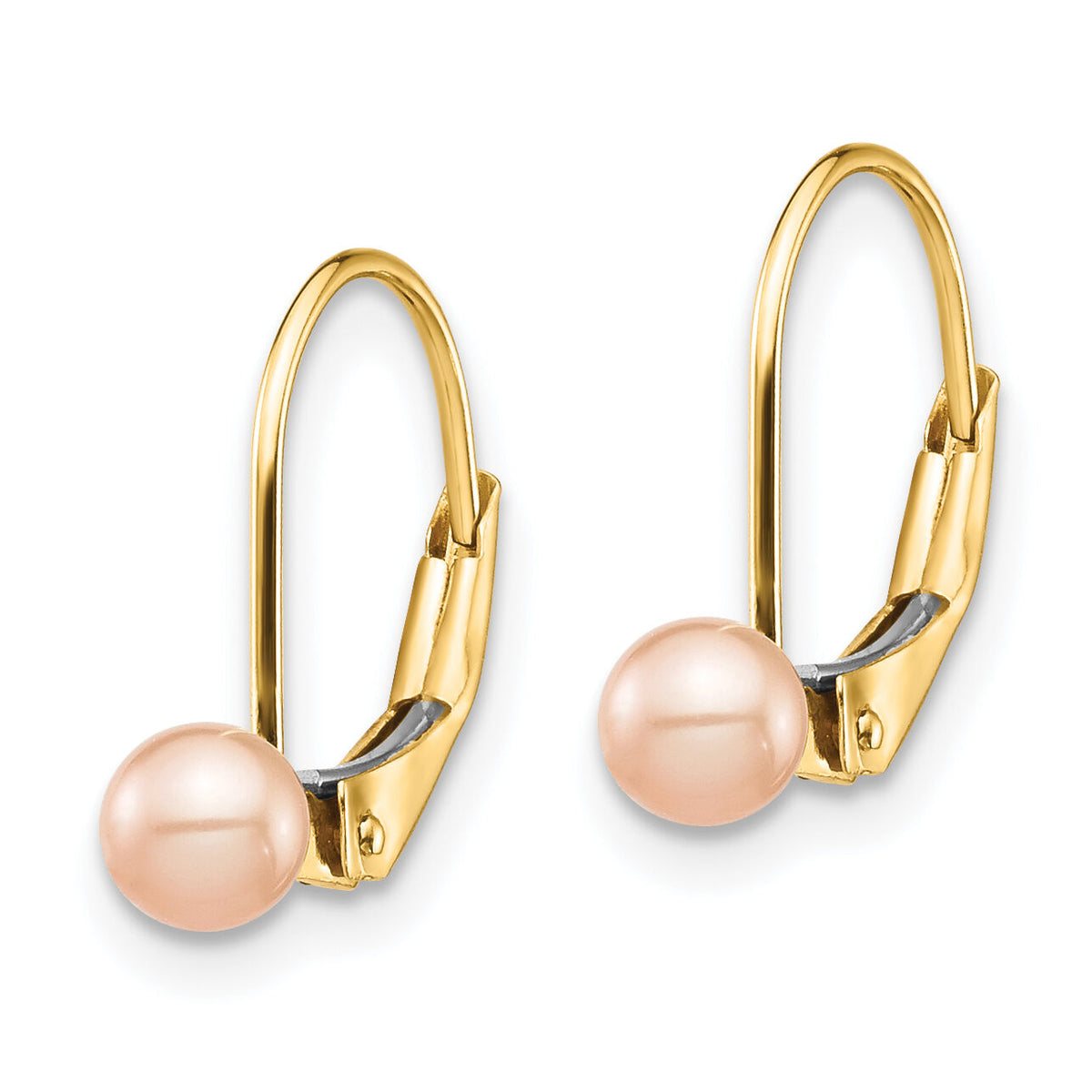14K Madi K 4-5mm Pink Round FW Cultured Pearl Leverback Earrings-SE2969