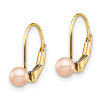 14K Madi K 4-5mm Pink Round FW Cultured Pearl Leverback Earrings-SE2969