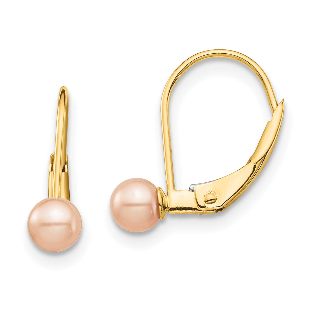 14K Madi K 4-5mm Pink Round FW Cultured Pearl Leverback Earrings-SE2969