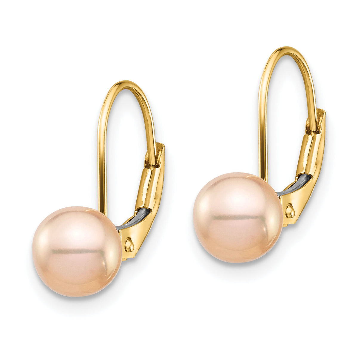 14K Madi K 6-7mm Pink Round FW Cultured Pearl Leverback Earrings-SE2970