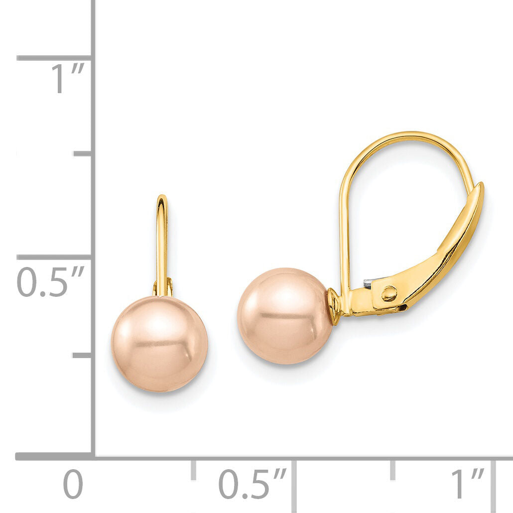 14K Madi K 6-7mm Pink Round FW Cultured Pearl Leverback Earrings-SE2970