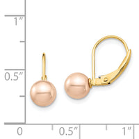 14K Madi K 6-7mm Pink Round FW Cultured Pearl Leverback Earrings-SE2970