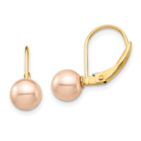 14K Madi K 6-7mm Pink Round FW Cultured Pearl Leverback Earrings-SE2970