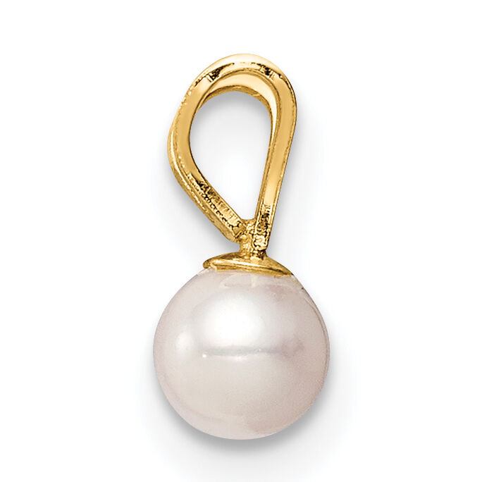 14K Madi K 4-5mm White Near Round Freshwater Cultured Pearl Pendant-SE3005