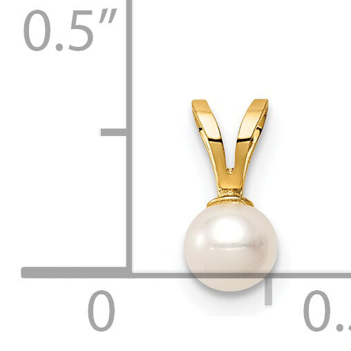 14K Madi K 4-5mm White Near Round Freshwater Cultured Pearl Pendant-SE3005