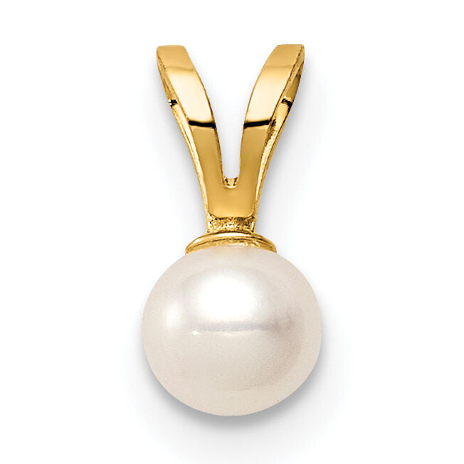 14K Madi K 4-5mm White Near Round Freshwater Cultured Pearl Pendant-SE3005