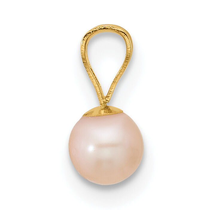 14K Madi K 4-5mm Pink Near Round Freshwater Cultured Pearl Pendant-SE3005PI