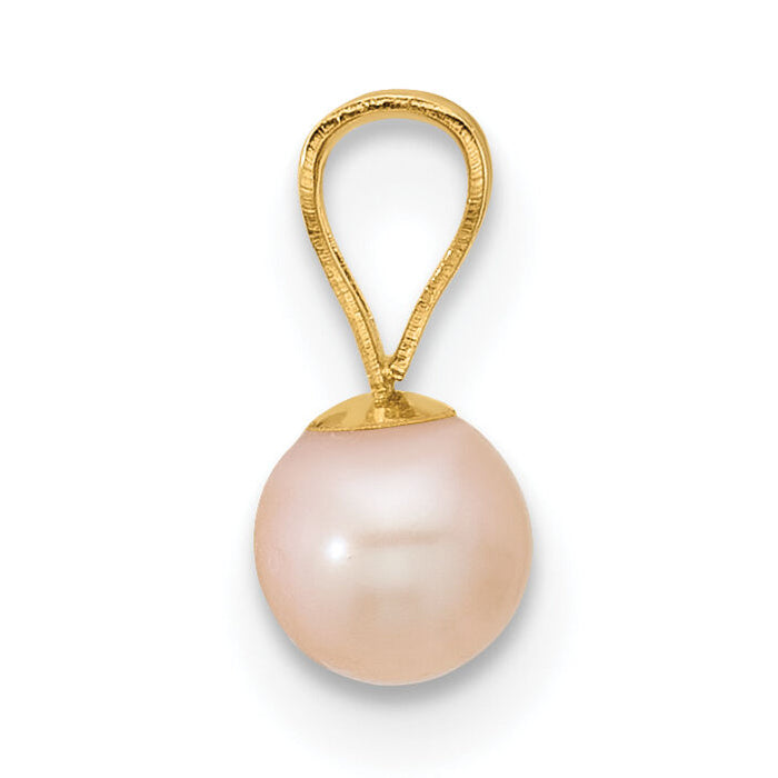 14K Madi K 4-5mm Pink Near Round Freshwater Cultured Pearl Pendant-SE3005PI