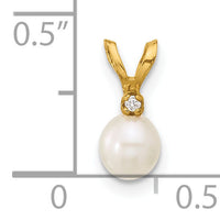 14K Madi K 4-5mm White Near Round Freshwater Cultured Pearl CZ Pendant-SE3006