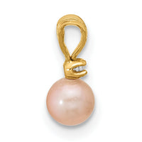 14K Madi K 4-5mm Pink Near Round Freshwater Cultured Pearl CZ Pendant-SE3006PI