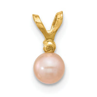 14K Madi K 4-5mm Pink Near Round Freshwater Cultured Pearl CZ Pendant-SE3006PI
