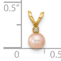 14K Madi K 4-5mm Pink Near Round Freshwater Cultured Pearl CZ Pendant-SE3006PI
