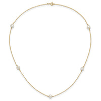 14K Madi K 4-5mm White Round FW Cultured Pearl 5-station Necklace-SE3007-15.25