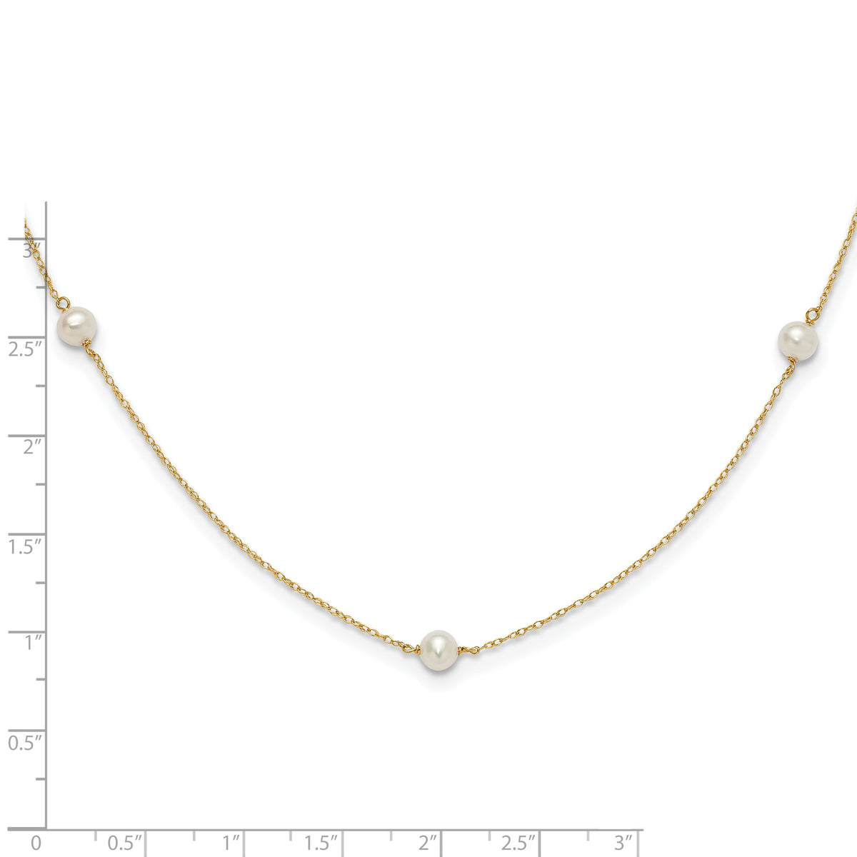 14K Madi K 4-5mm White Round FW Cultured Pearl 5-station Necklace-SE3007-15.25