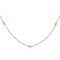 14K Madi K 4-5mm White Round FW Cultured Pearl 5-station Necklace-SE3007-15.25