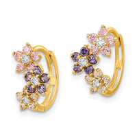 14K Madi K Hinged Flower Multicolor CZ Hoop Earrings-SE3012